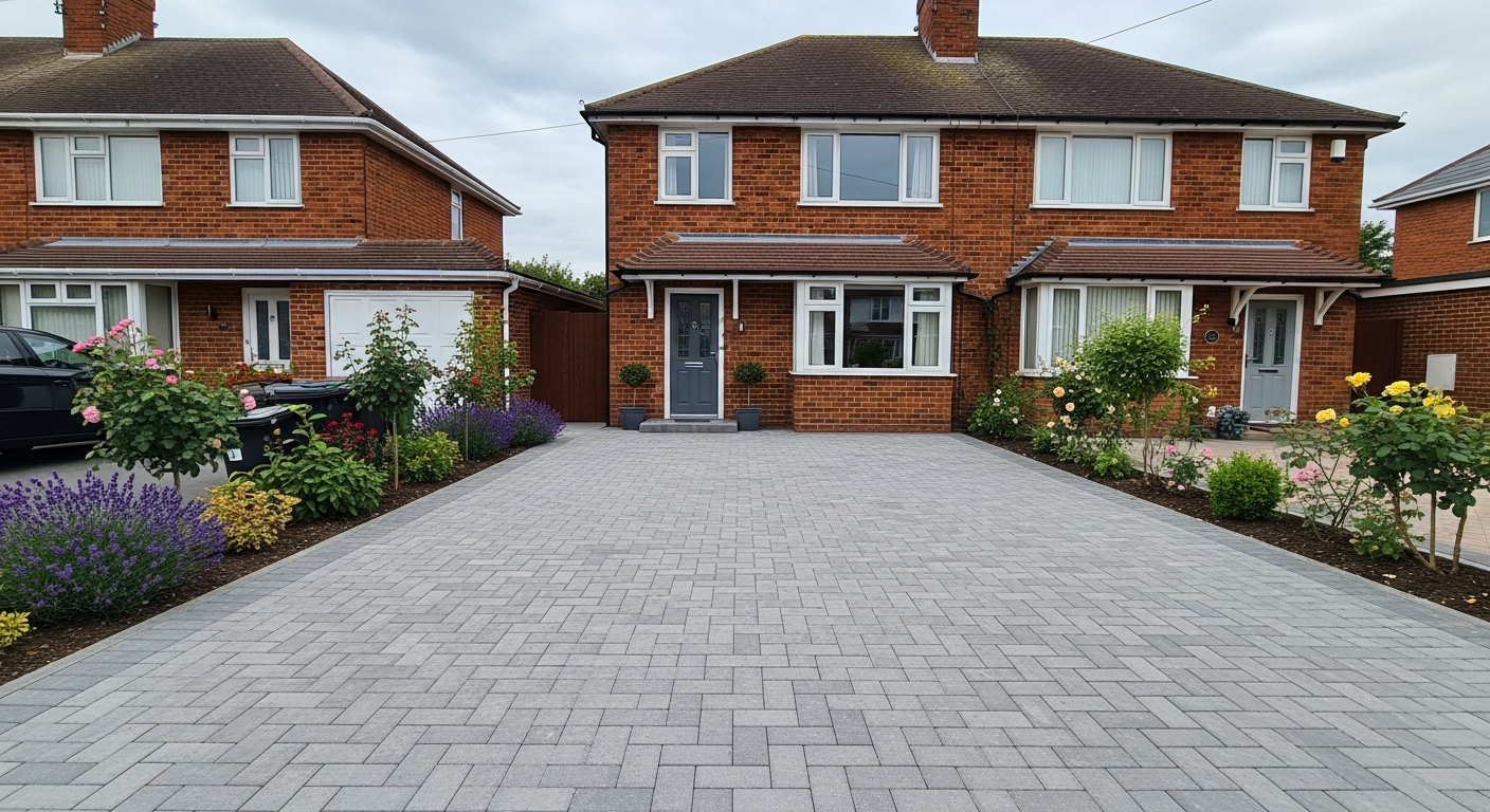 Completed block paving driveway — Bridgwater Somerset